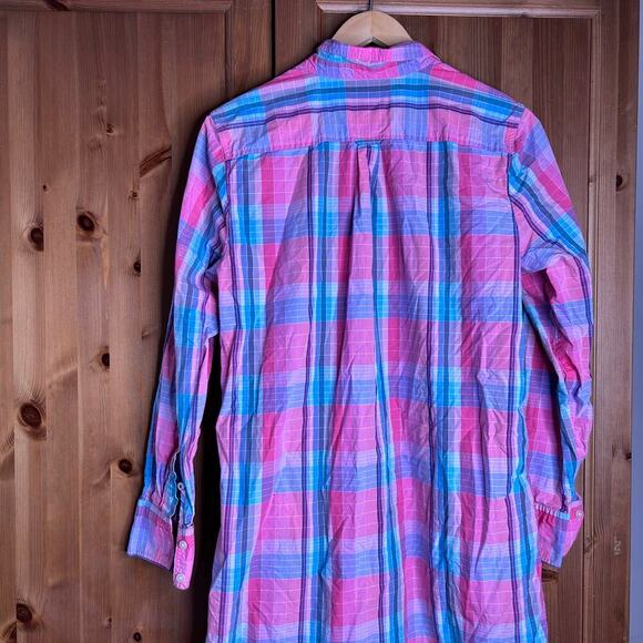 J. Crew Plaid Long Sleeve Collared Dress Womens 10 Pink Blue Preppy Professional - Picture 8 of 10